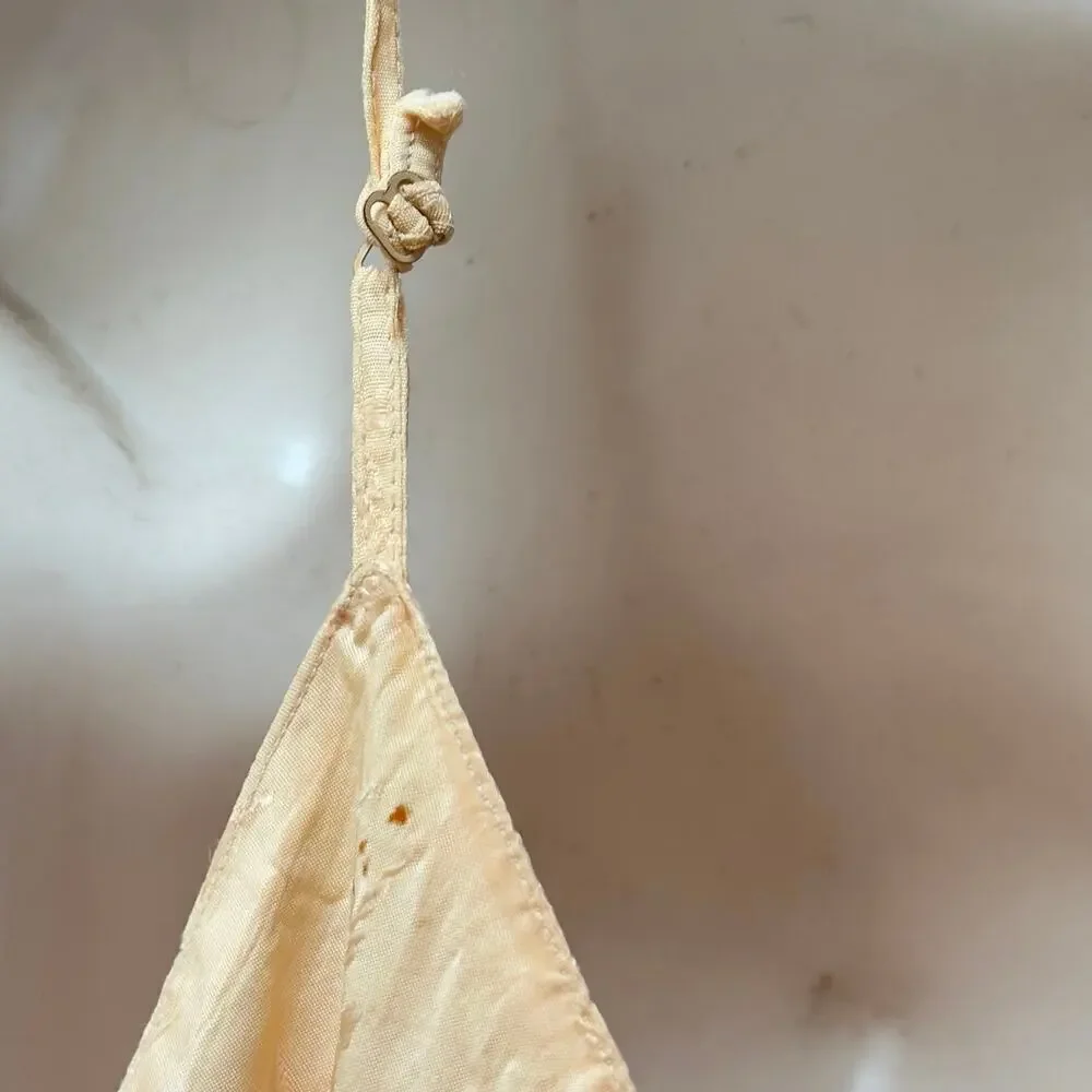 1930’s Cream Orangle Bias Cut Slip Dress Nightgown Floral Embossed Vintage READ - Picture 12 of 16